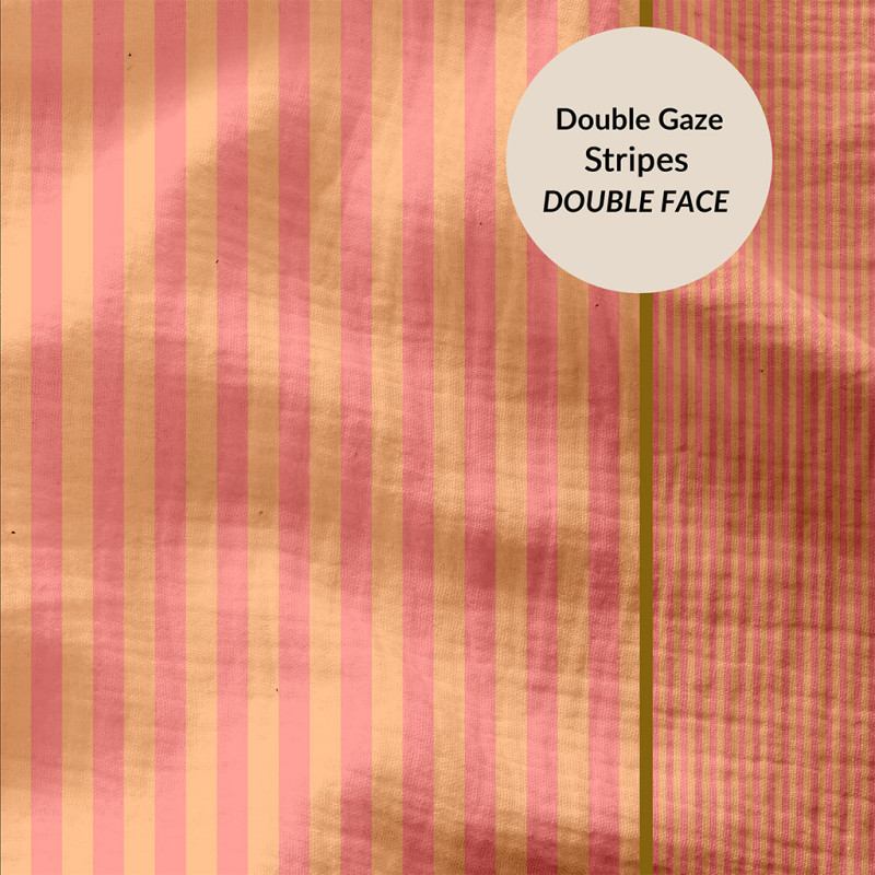 Yarn-Dyed Double Gauze STRIPES Sorbet / Melon